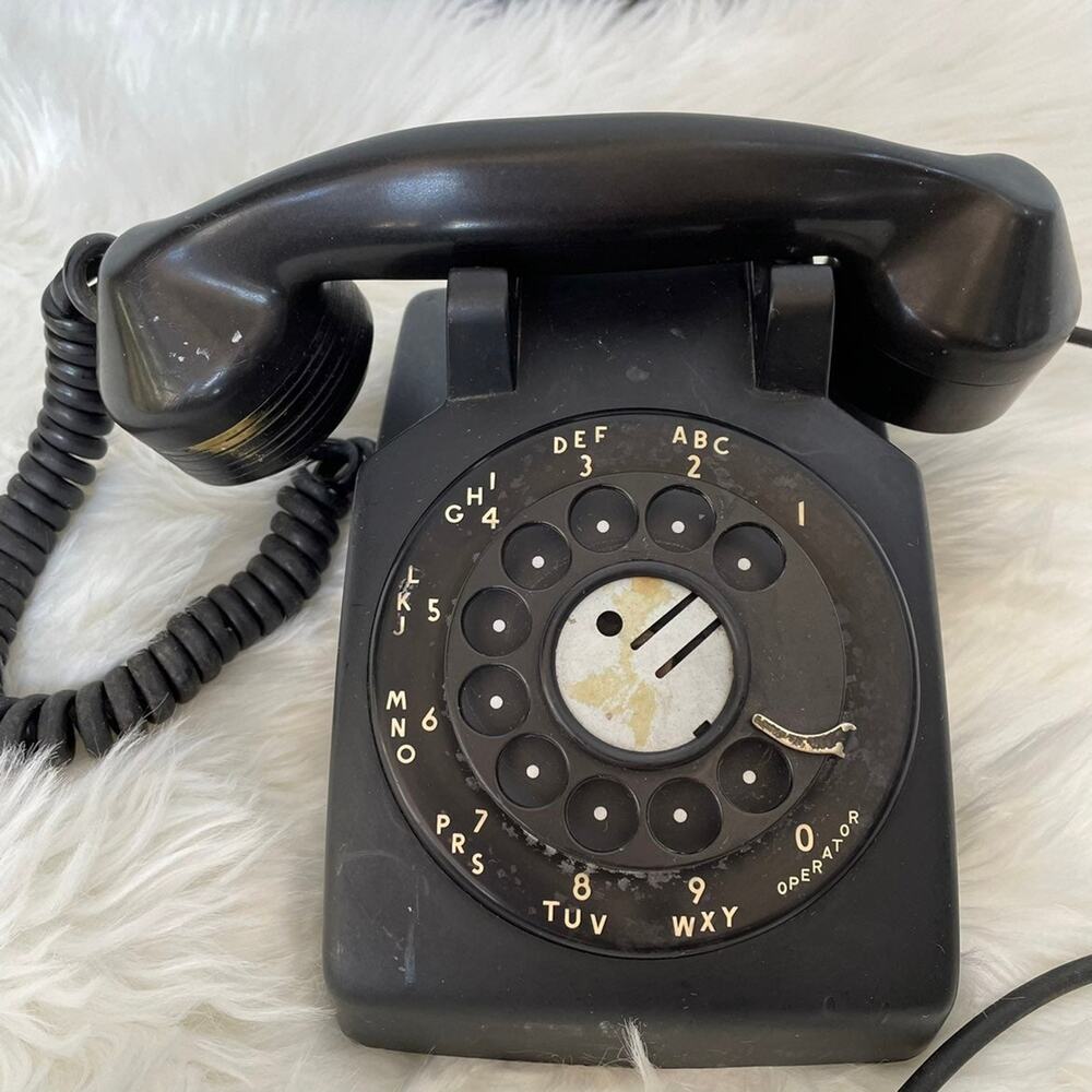 Western Electric Bell Rotary Telephone Black 4 Prong 500 Metal Dial Vtg READ